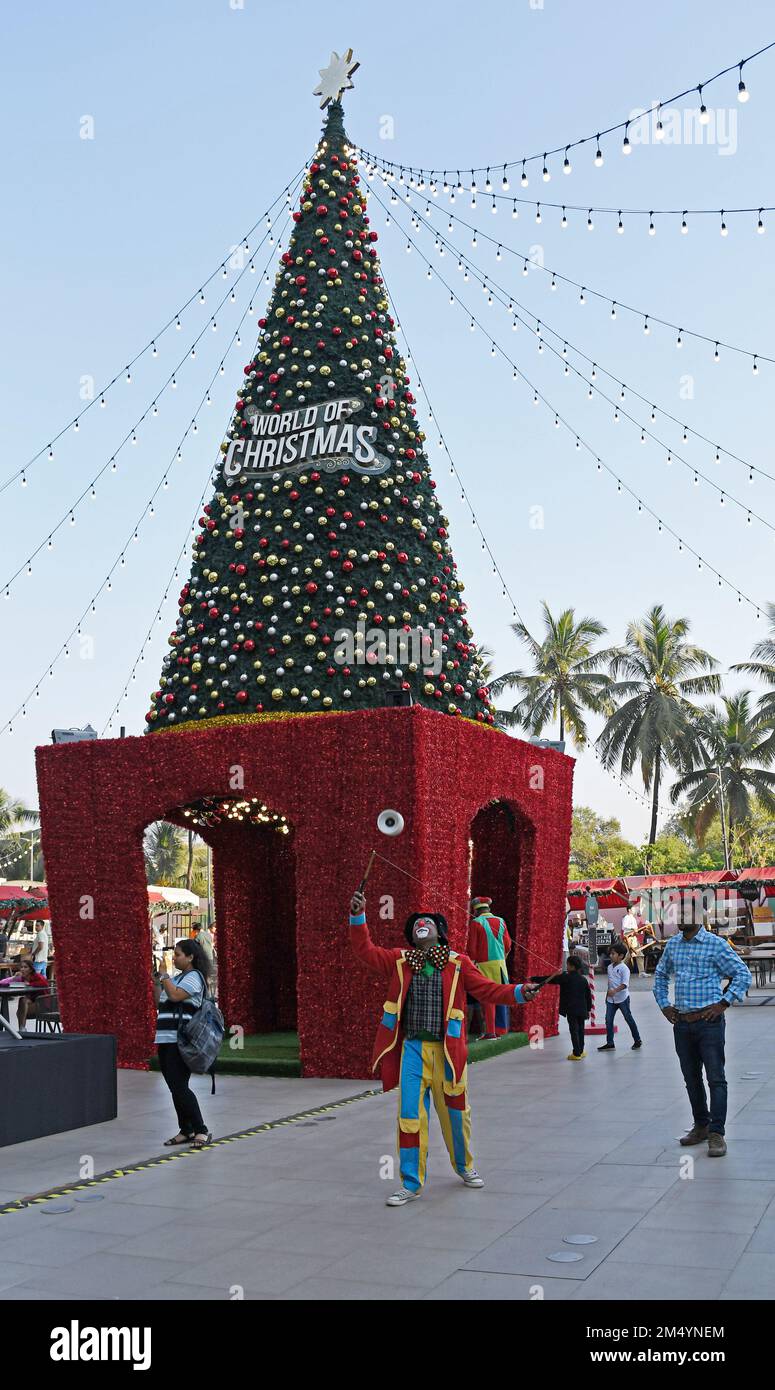 Christmas tree ornaments decorative material celebrating Christmas Festival  kept for sell in shop at Borivali Mumbai Stock Photo - Alamy