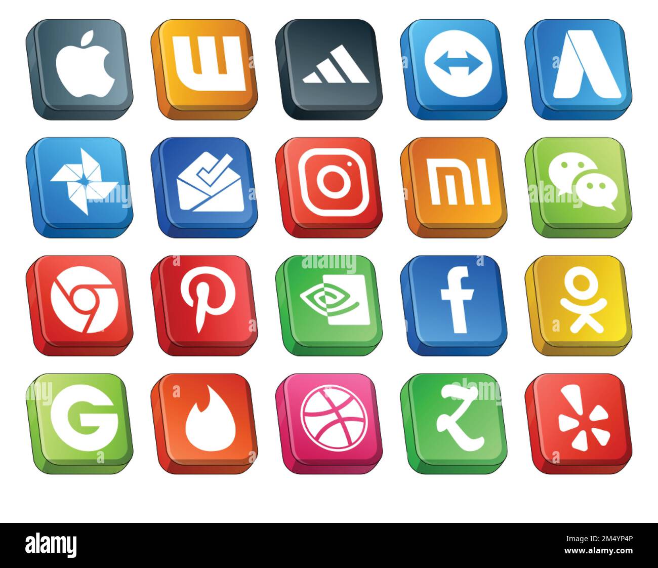 20 Social Media Icon Pack Including tinder. odnoklassniki. xiaomi. facebook. pinterest Stock Vector