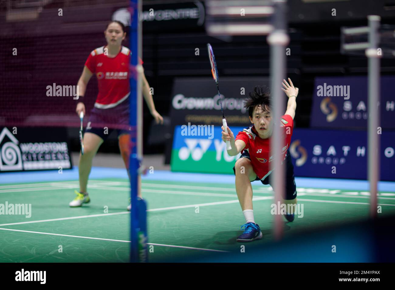 ZHANG Shu Xian of China in action during the womens semi finals doubles match between ZHANG-ZHENG and LEE-TENG at Quaycentre on November 19, 2022 in S Stock Photo