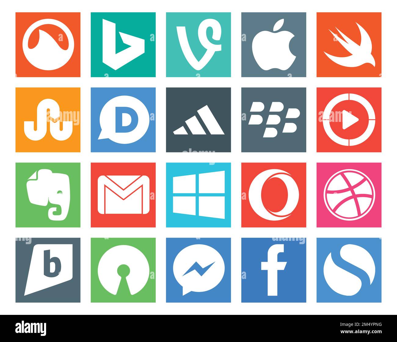 20 Social Media Icon Pack Including dribbble. windows. blackberry. mail. gmail Stock Vector
