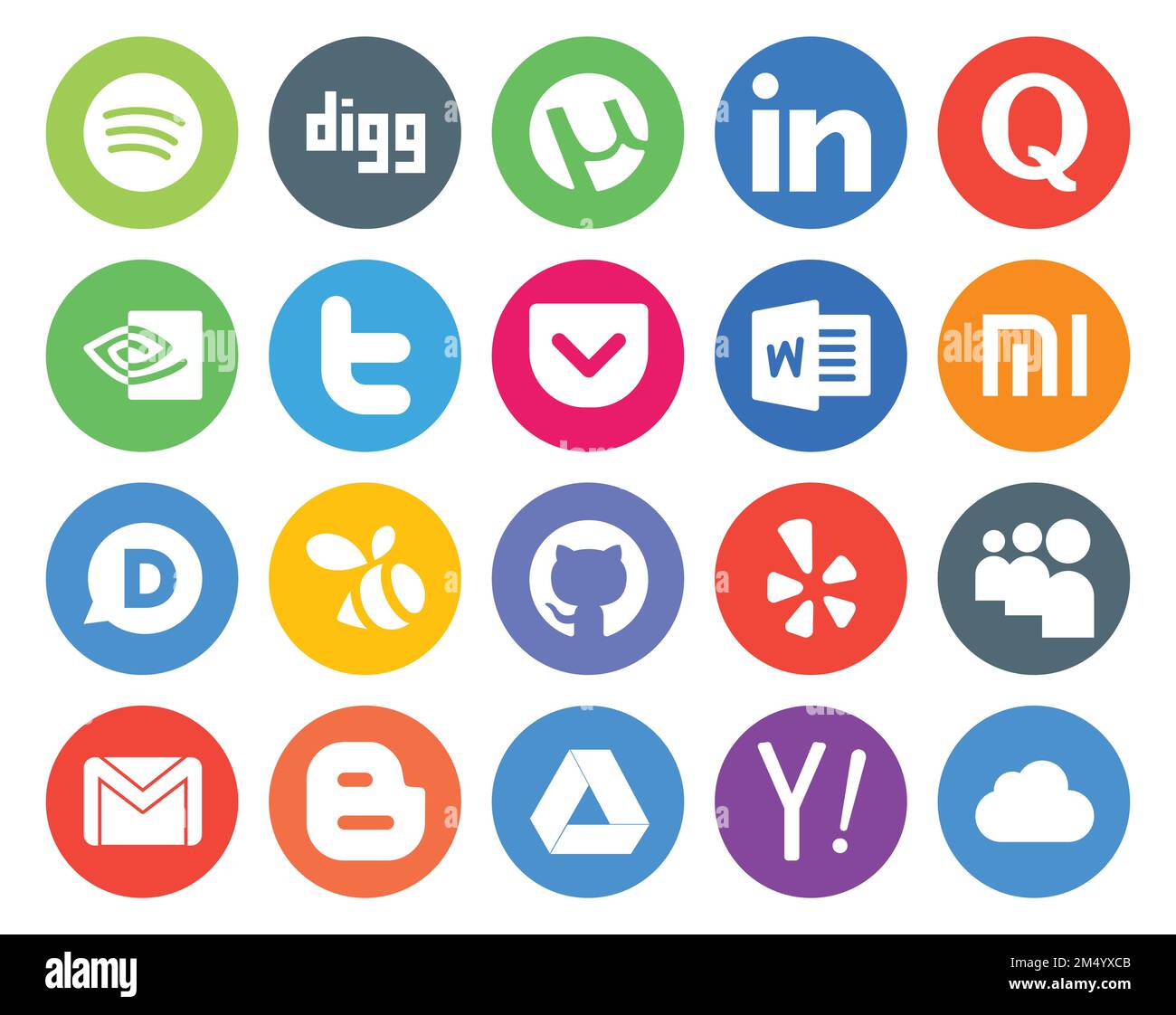 20 Social Media Icon Pack Including gmail. yelp. tweet. github. disqus Stock Vector