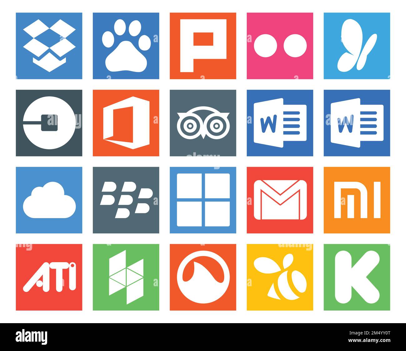 20 Social Media Icon Pack Including mail. gmail. office. microsoft. icloud Stock Vector