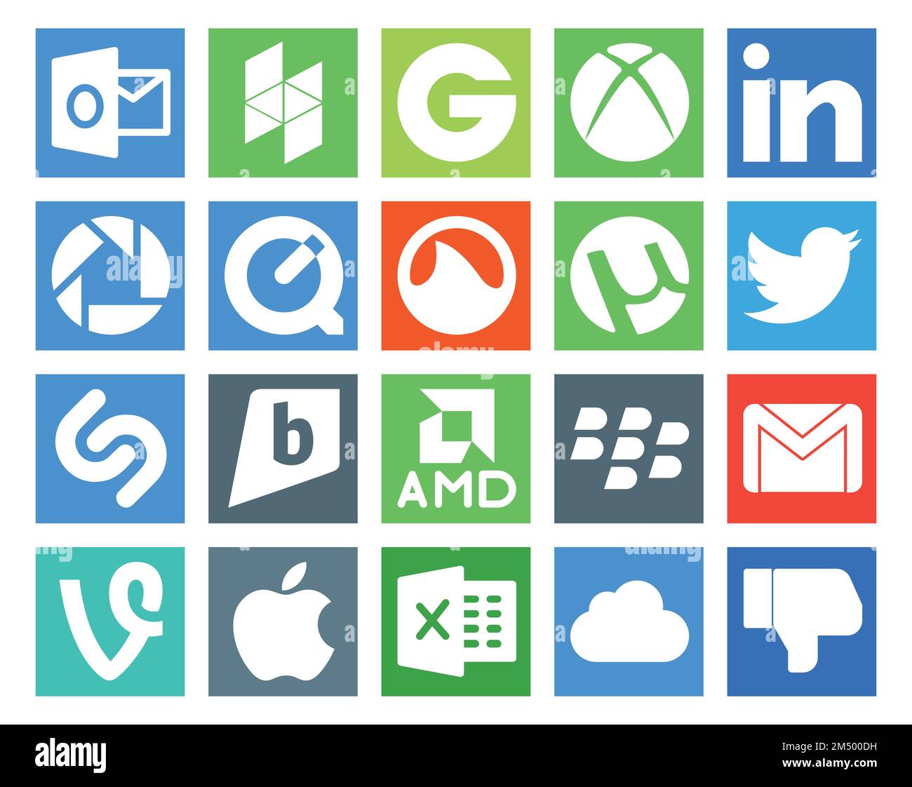 20 Social Media Icon Pack Including mail. gmail. utorrent. blackberry. brightkite Stock Vector