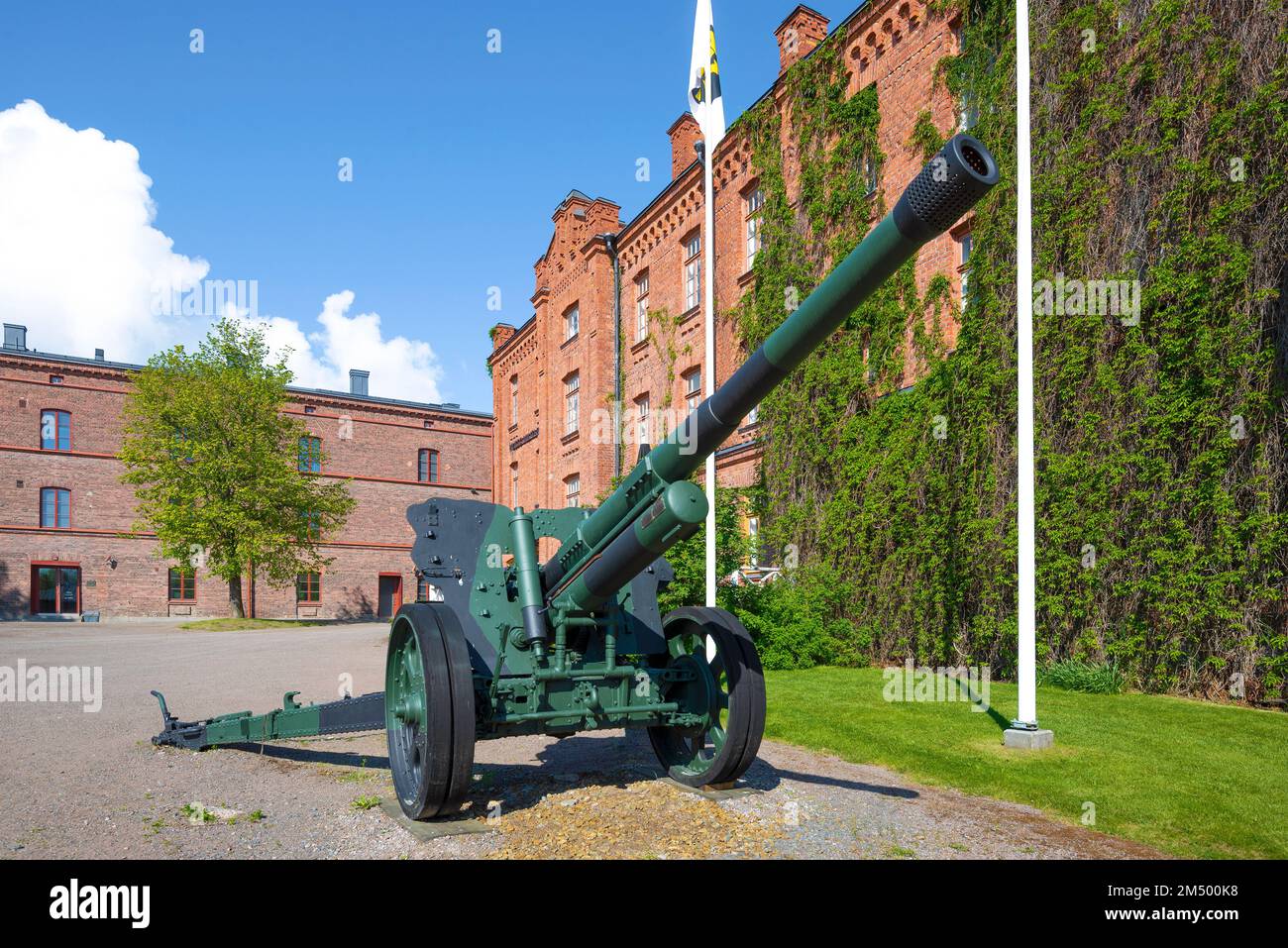 HAMEENLINNA, FINLAND - JUNE 10, 2017: Old cannon from the period of the Second World War at the building of the Museum 'Militaria Museum' Stock Photo