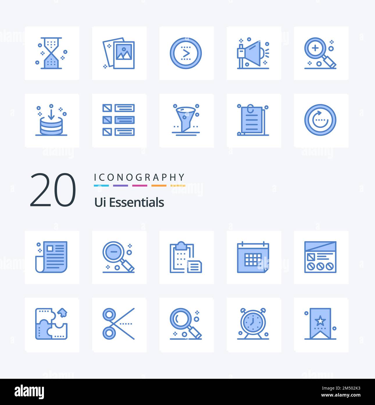20 Ui Essentials Blue Color icon Pack like date appointment search ...