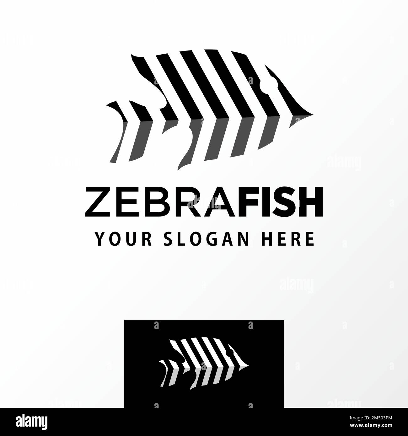 simple and unique fish with zebra motif Image graphic icon logo design abstract concept vector stock. Can be used as symbols related to sea or animal. Stock Vector
