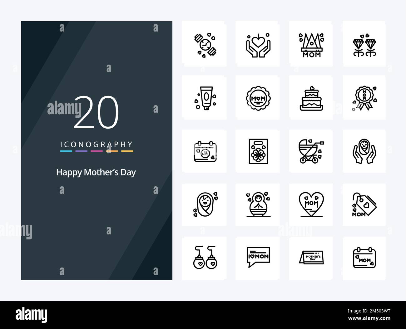 20 Happy Mothers Day Outline Icon For Presentation Stock Vector Image 20 Happy Mothers Day Outline Icon For Presentation Stock Vector Image