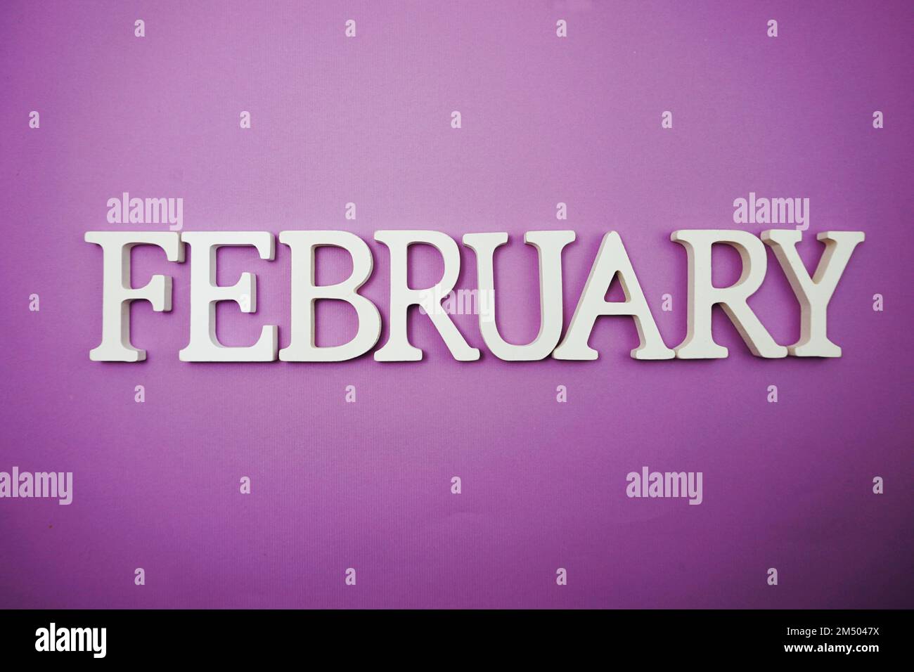 February alphabet letter with space copy on Purple background Stock ...