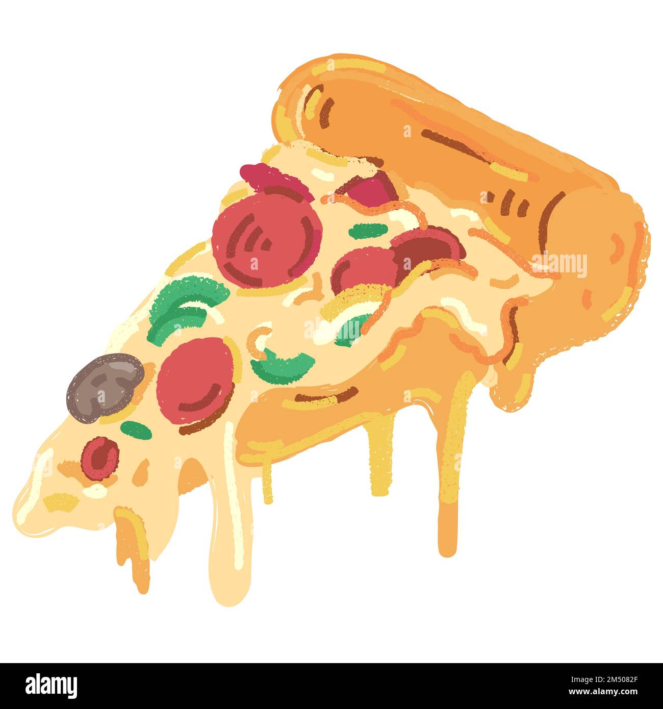 cheesy pizza sliced painting style vector illustration for decoration,document, presentation, website, web, mobile app, printing, banner, logo, poster Stock Vector