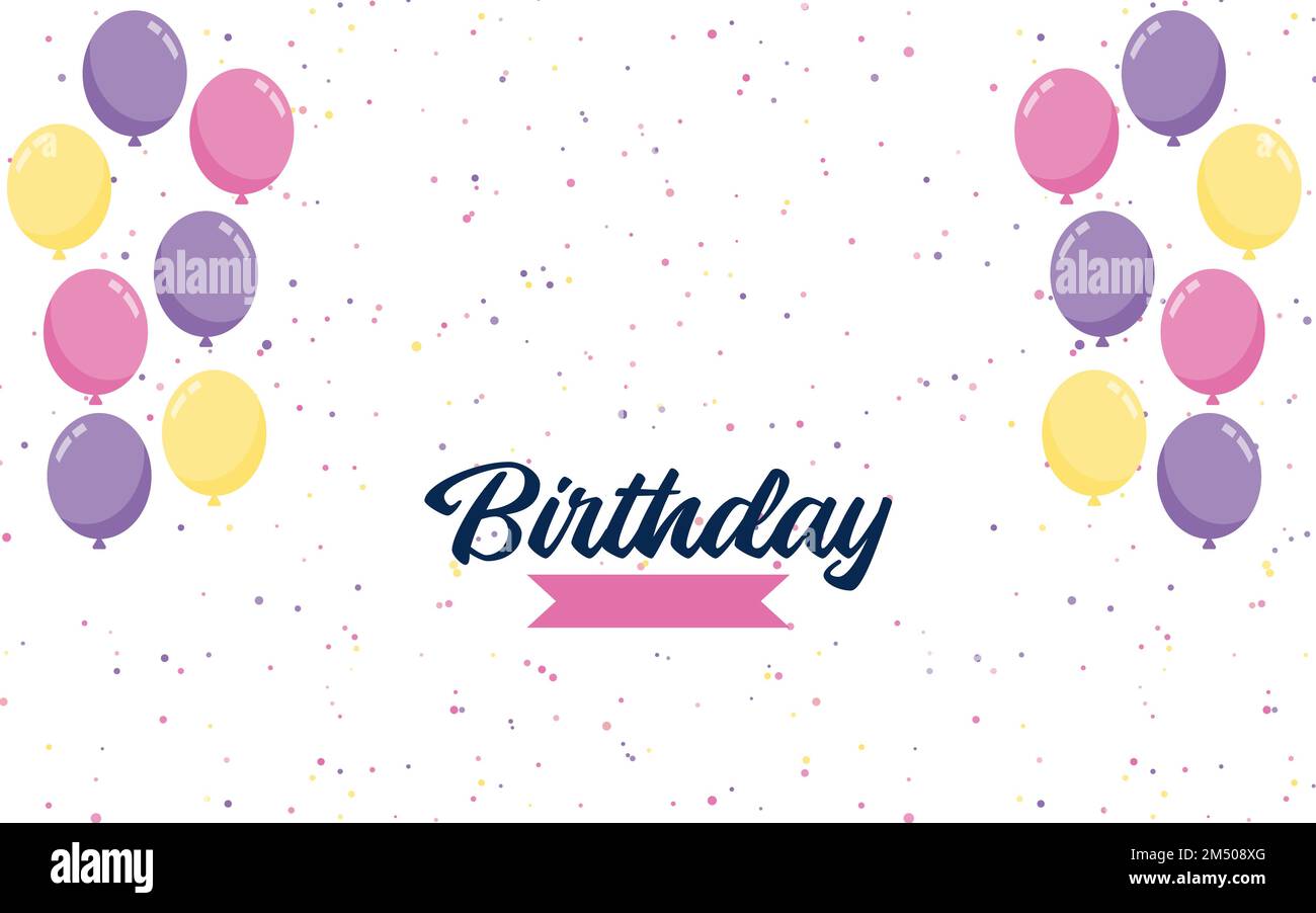 Happy Birthday lettering text banner with balloon Background Stock Vector