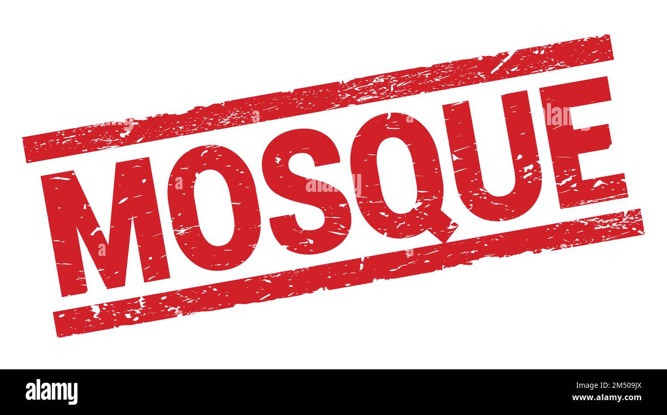 MOSQUE text written on red rectangle stamp sign. Stock Photo