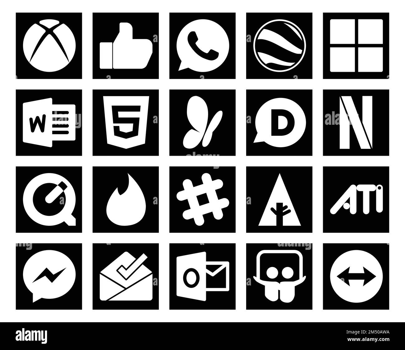 20 Social Media Icon Pack Including inbox. ati. disqus. forrst. slack Stock Vector