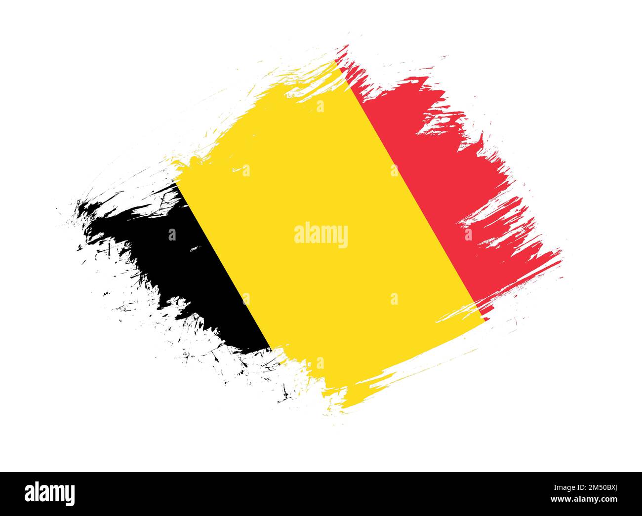 Belgium flag with abstract paint brush texture effect on white ...