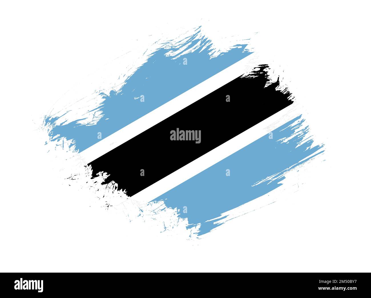 Botswana flag with abstract paint brush texture effect on white ...