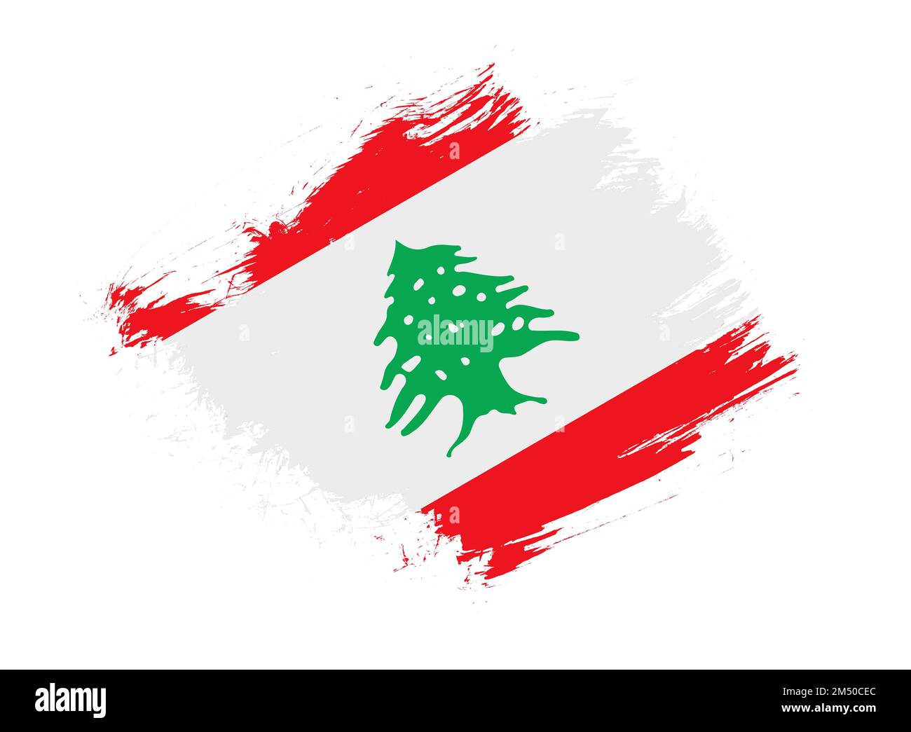 Lebanon flag with abstract paint brush texture effect on white background Stock Photo Alamy