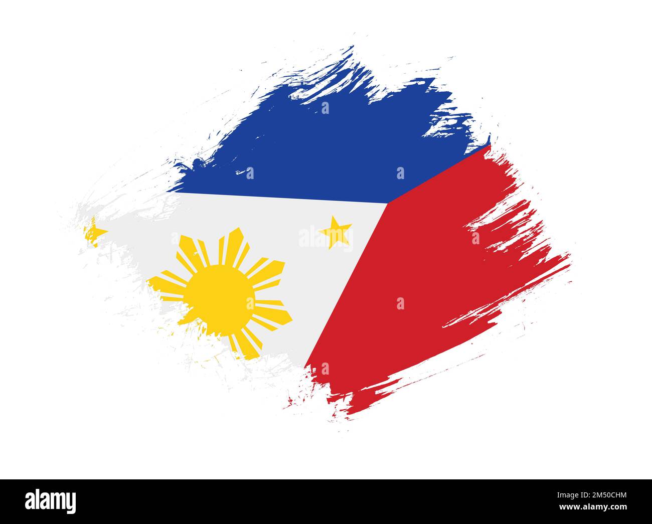 Philippines flag with abstract paint brush texture effect on white background Stock Photo