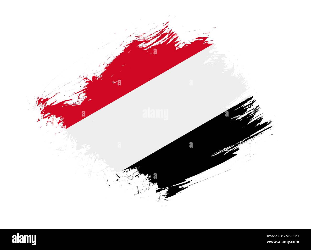 Yemen flag with abstract paint brush texture effect on white background ...