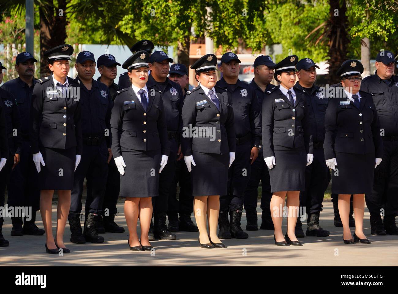The Mexican navy, female soldiers during a civic ceremony on the Flag day of Mexico in