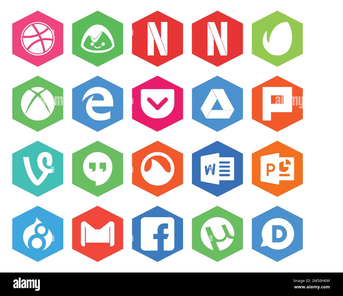 20 Social Media Icon Pack Including mail. gmail. plurk. drupal. word Stock Vector