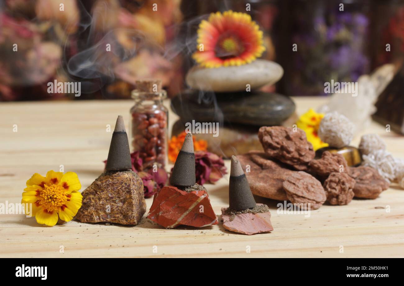 Desert Rose Rocks From Oklahoma on Meditation Altar Stock Photo - Alamy