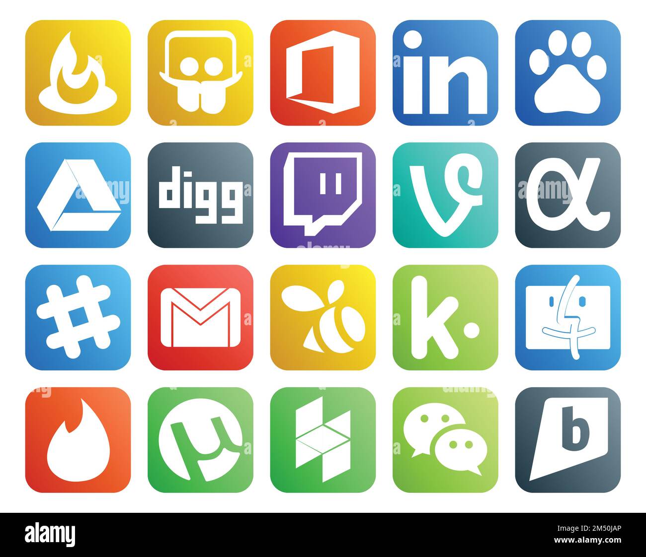 20 Social Media Icon Pack Including finder. swarm. vine. mail. gmail Stock Vector