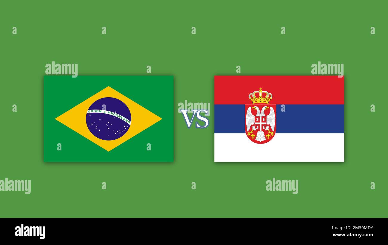 Brazil vs Serbia Football Match Design Element. Stock Photo