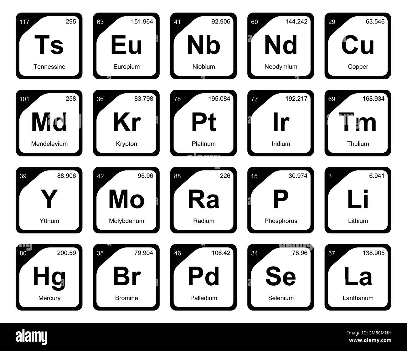 20 Preiodic table of the elements Icon Pack Design Stock Vector