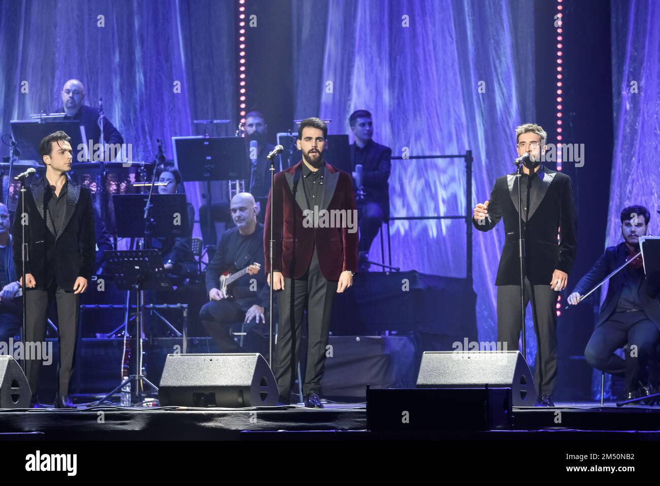 The Italian trio 'Il Volo' performs during the live concert on December 23,  2022 at Palazzo dello Sport in Rome, Italy Stock Photo - Alamy