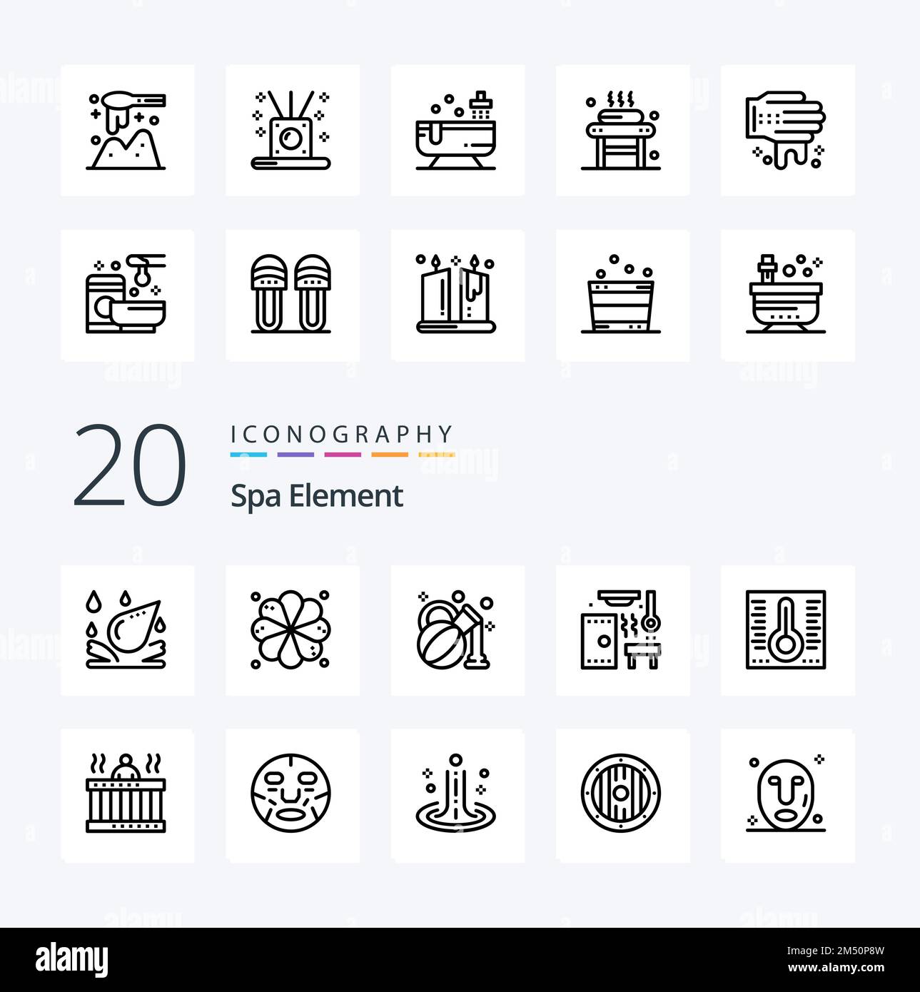 20 Spa Element Line icon Pack like massage spa spa temperature spa