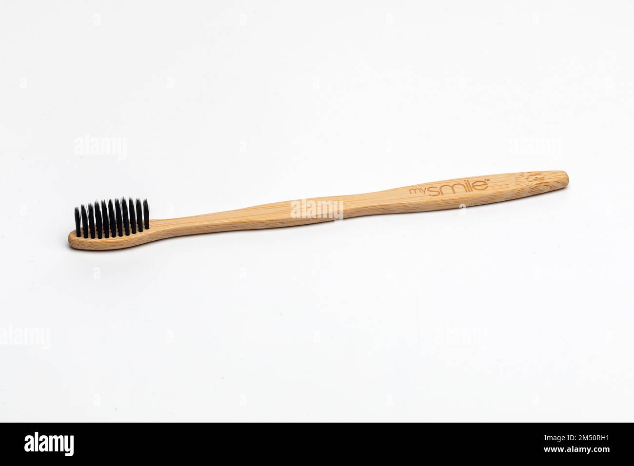 A mysmile teeth whitening bamboo tooth brush Stock Photo
