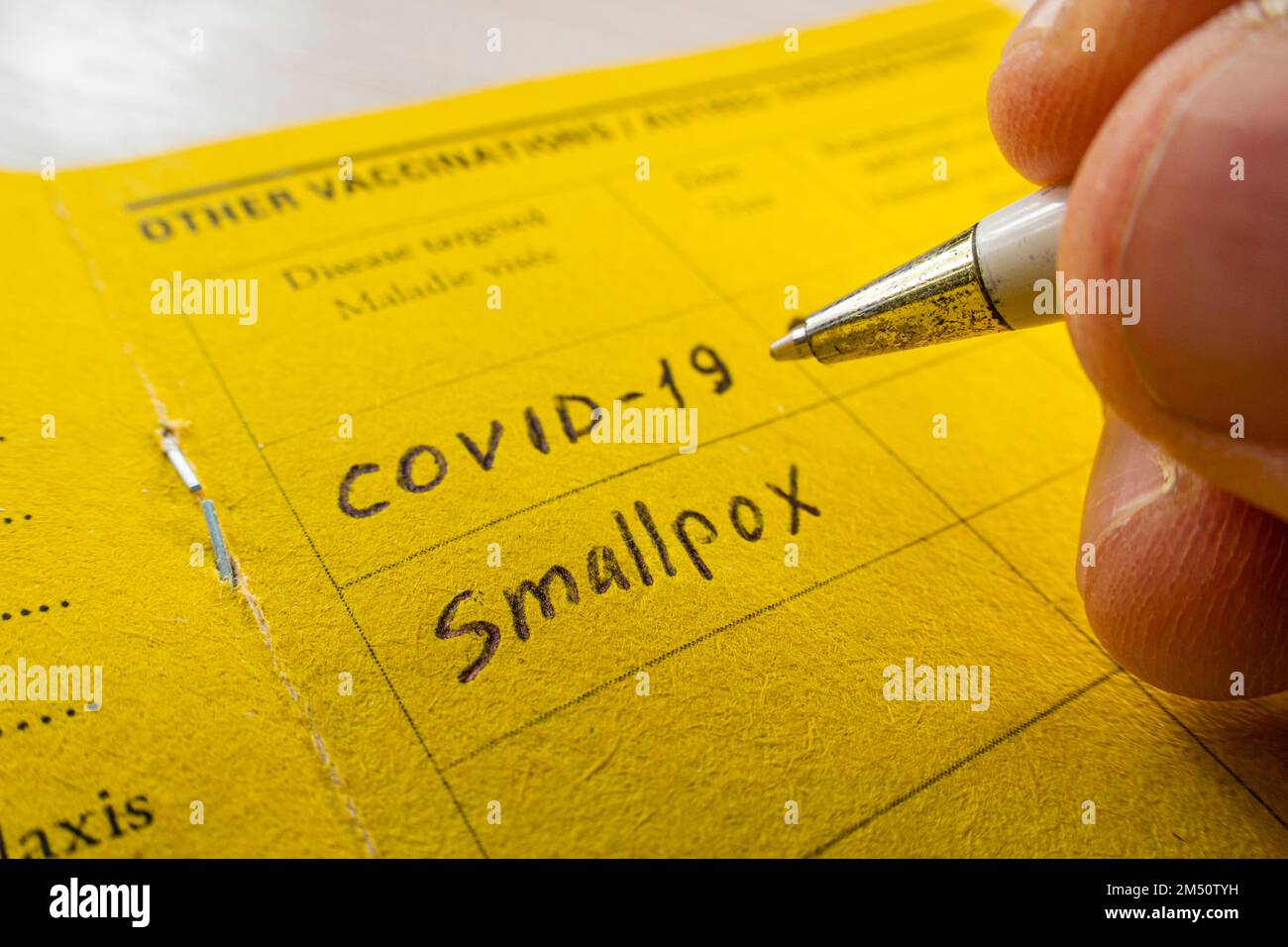 a record of vaccination against smallpox on the yellow vaccination book ...