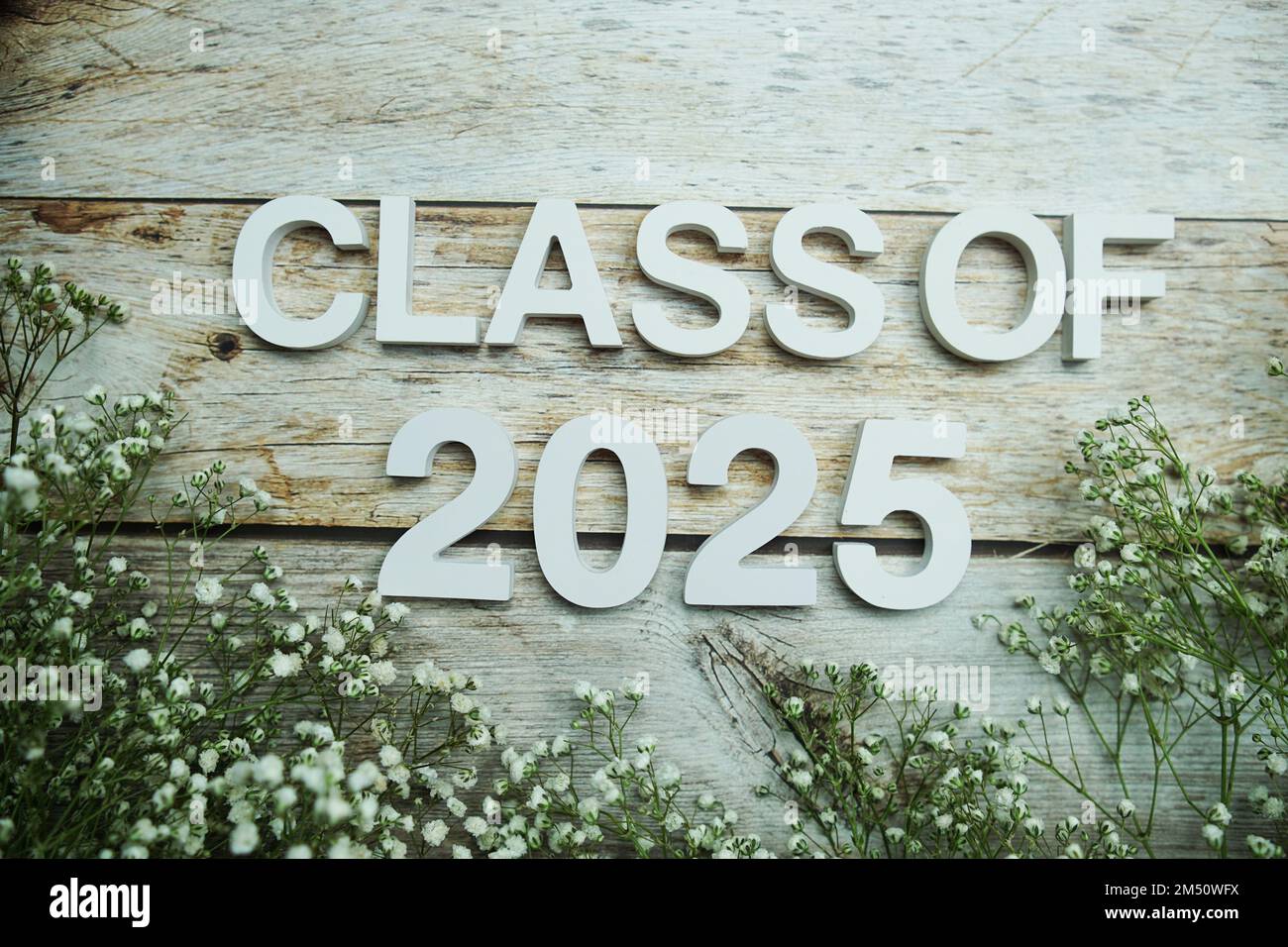 Class of 2025 alphabet letter on wooden background Stock Photo Alamy