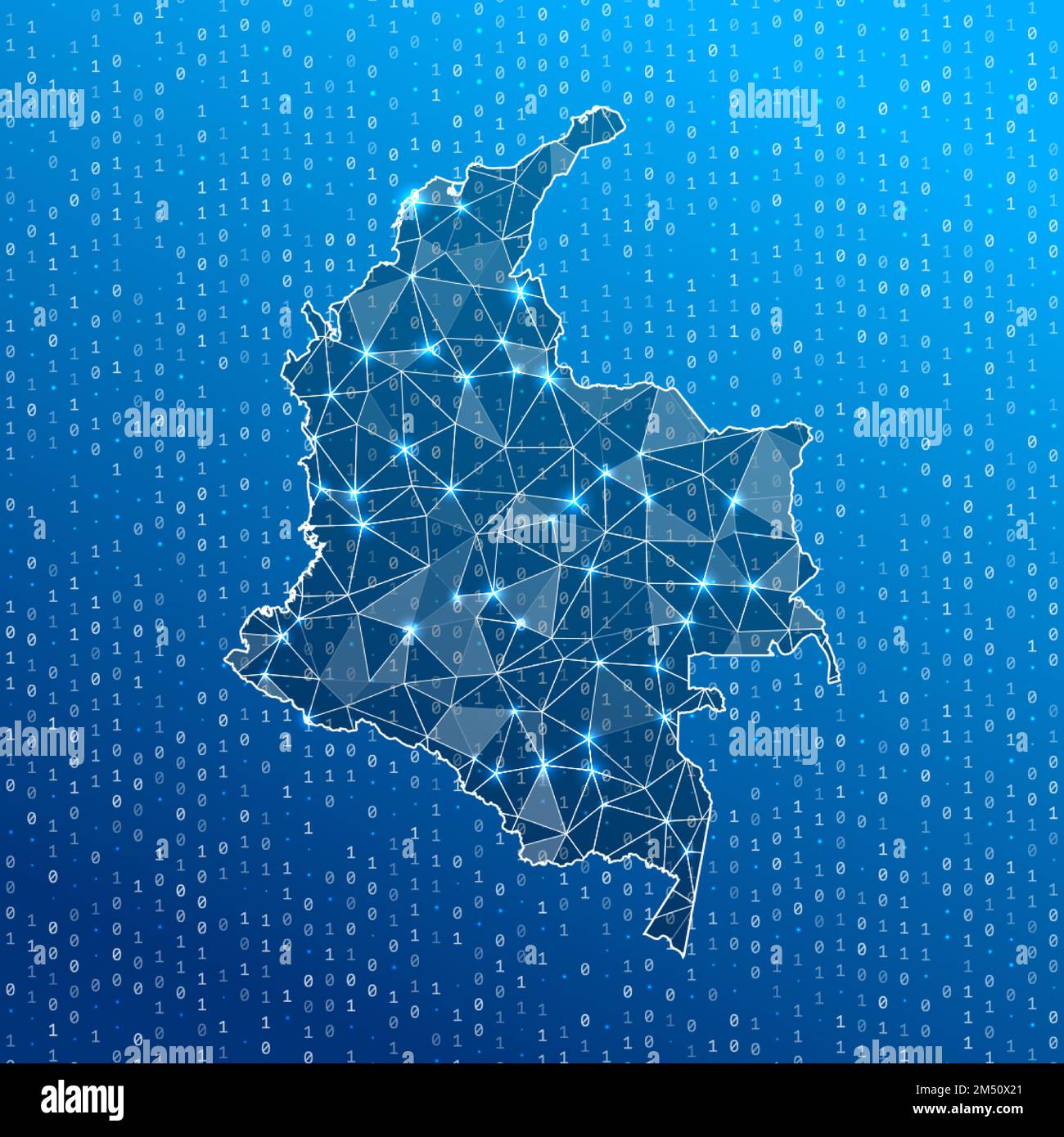 Network map of Colombia. Country digital connections map. Technology