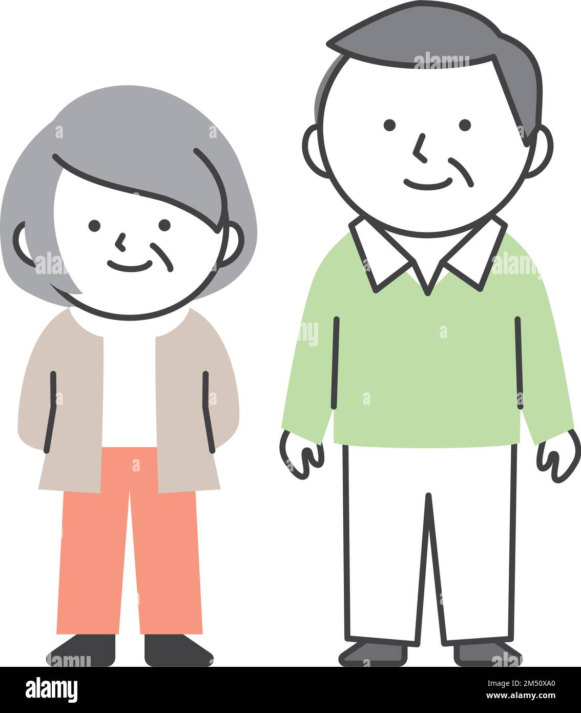 Senior couple standing side by side Stock Vector