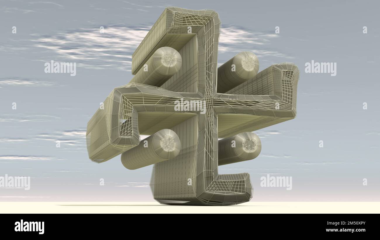 A 3D Illustration of an architectural structure based on a Christian Cross. Artists, Designers, and Architects must see. Stock Photo