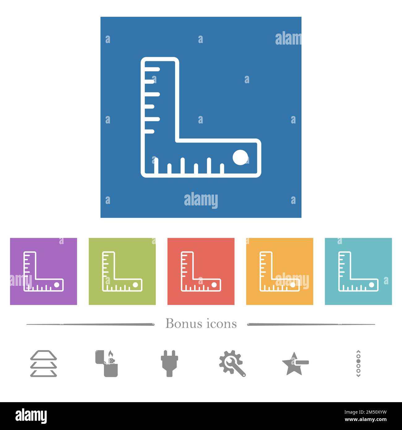 measurement tool outline flat white icons in square backgrounds. 6