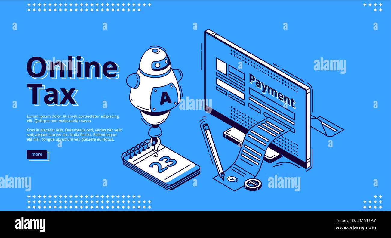 Online tax banner. Digital payment concept. Vector landing page of