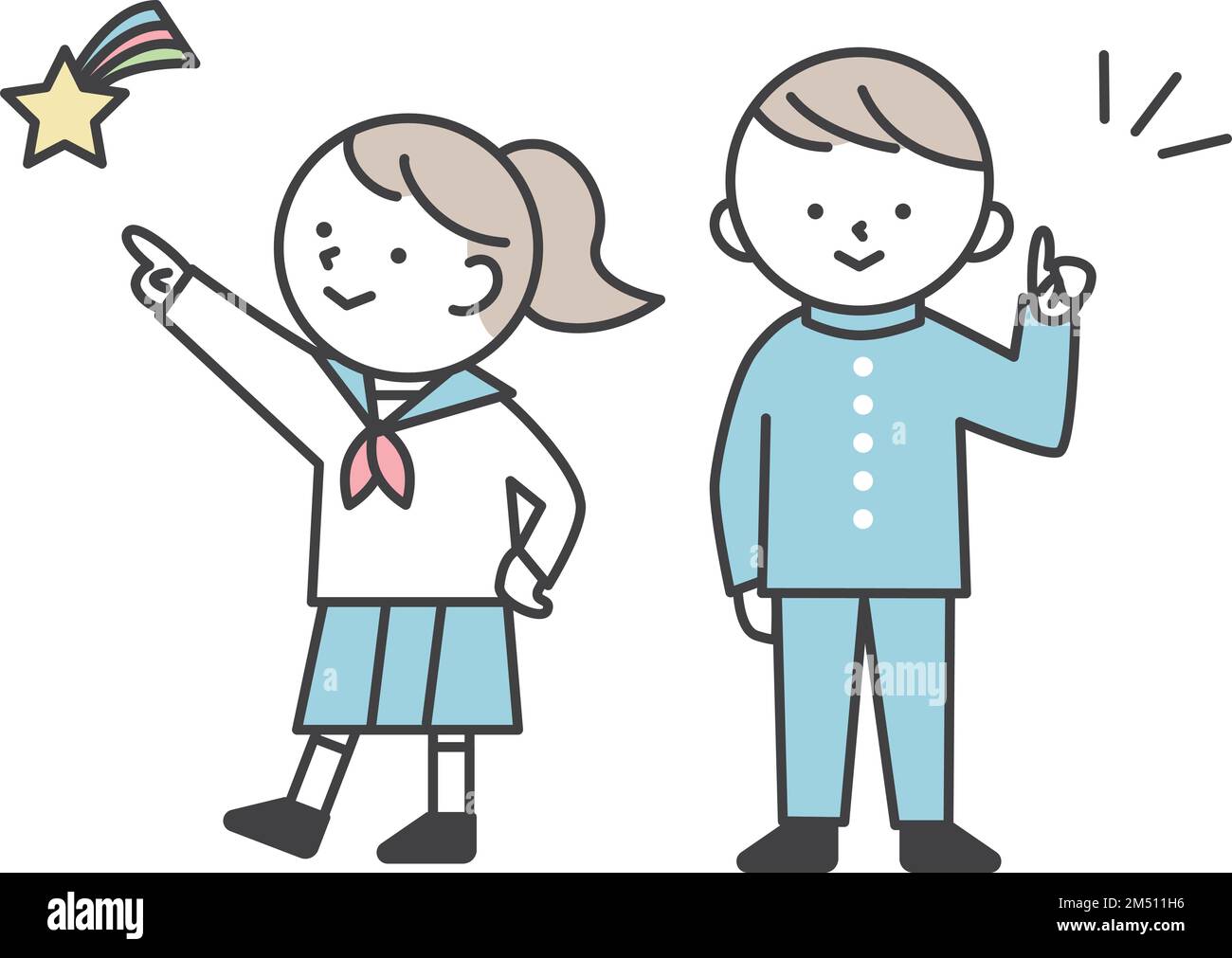 Male and female junior and senior high school students wearing uniforms