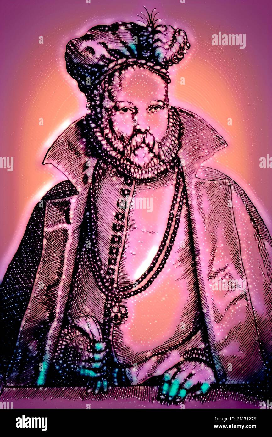 Tycho Brahe, 1546 – 1601, Danish astronomer and writer, digitally altered Stock Photo