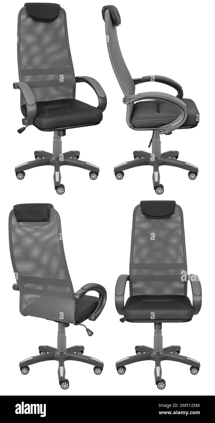 Office computer chair, with a mesh back. Isolated from the background ...