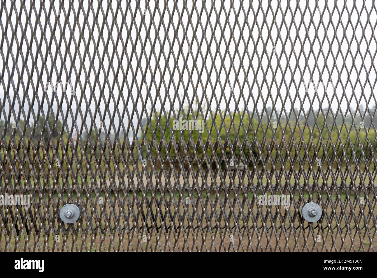 Closeup metal border fencing Museum Point Alpha US military base in Geisa in Thuringen in