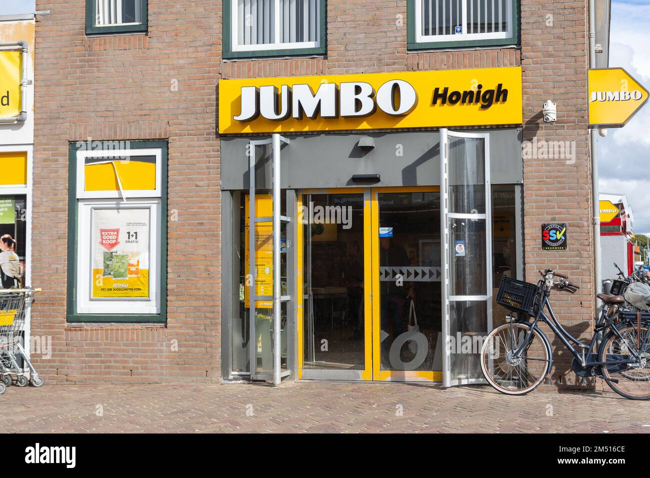 Entrance of the local Jumbo food store. Jumbo is the second