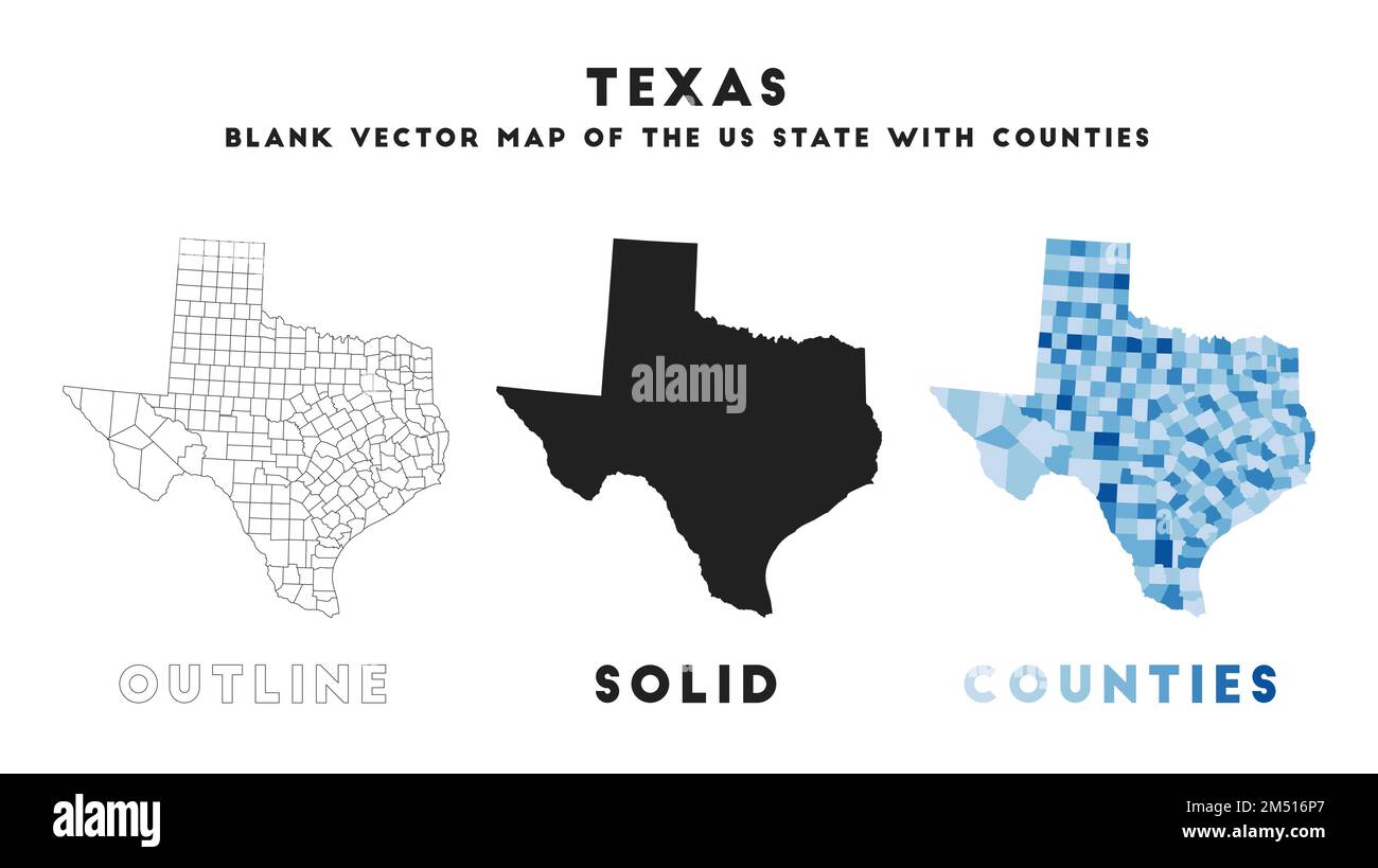 Texas map. Borders of Texas for your infographic. Vector us state shape. Vector illustration