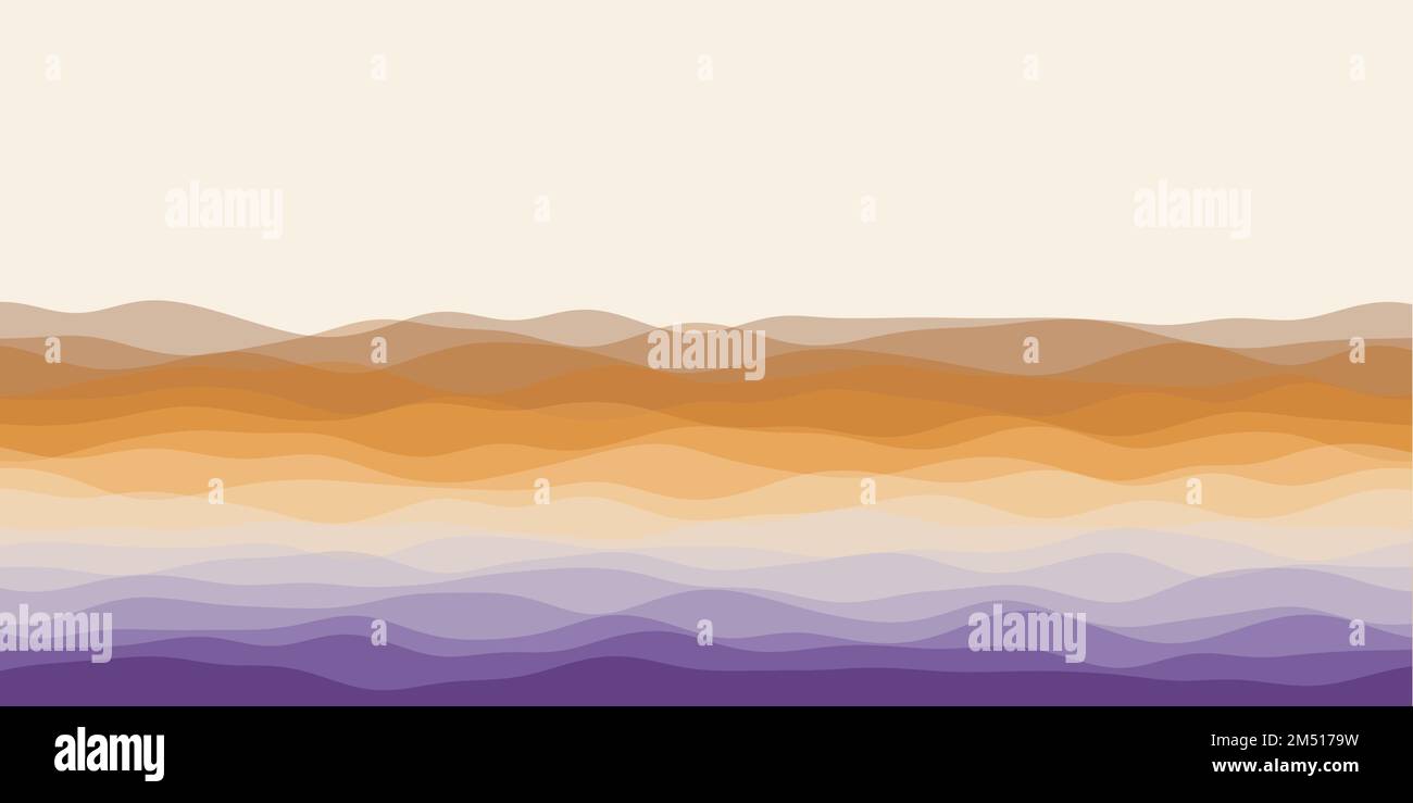 Abstract waves cover. Horizontal background with curves in purple and ...