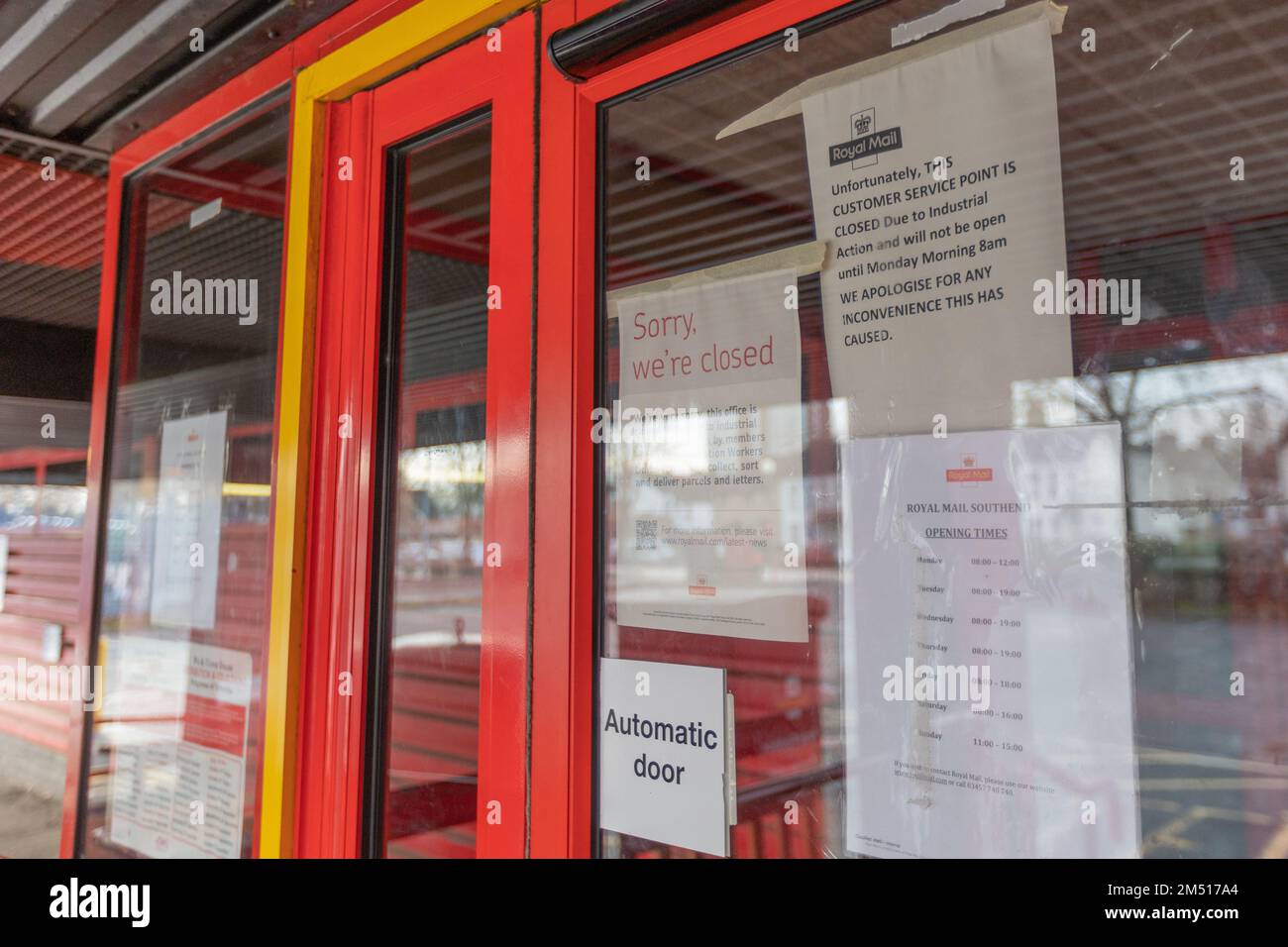 Southend on Sea, UK. 24th Dec, 2022. The Royal Mail Delivery Office and Mail Centre is closed in Southend due to industrial action from the Communication Workers Union. Penelope Barritt/Alamy Live News Stock Photo