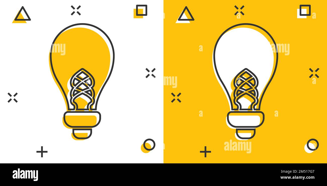 Light bulb icon in comic style. Lightbulb cartoon vector illustration ...