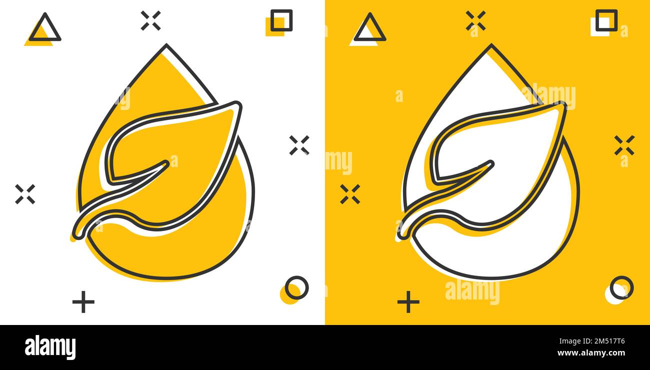 Natural drop water icon in comic style. Liquid cartoon vector ...