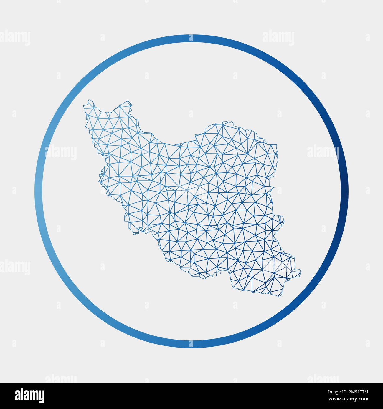 Iran icon. Network map of the country. Round Iran sign with gradient