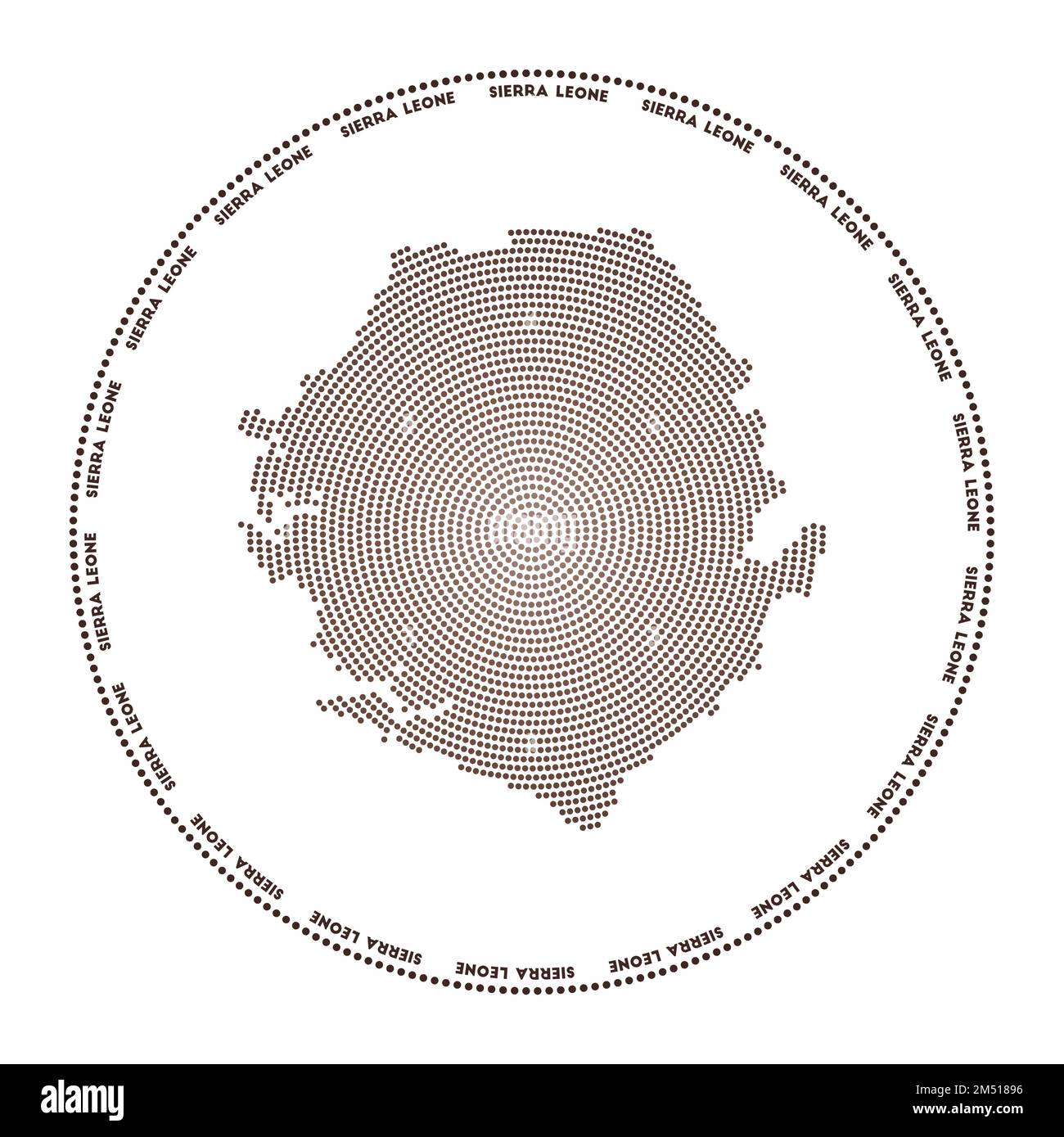 Sierra Leone round logo. Digital style shape of Sierra Leone in dotted ...