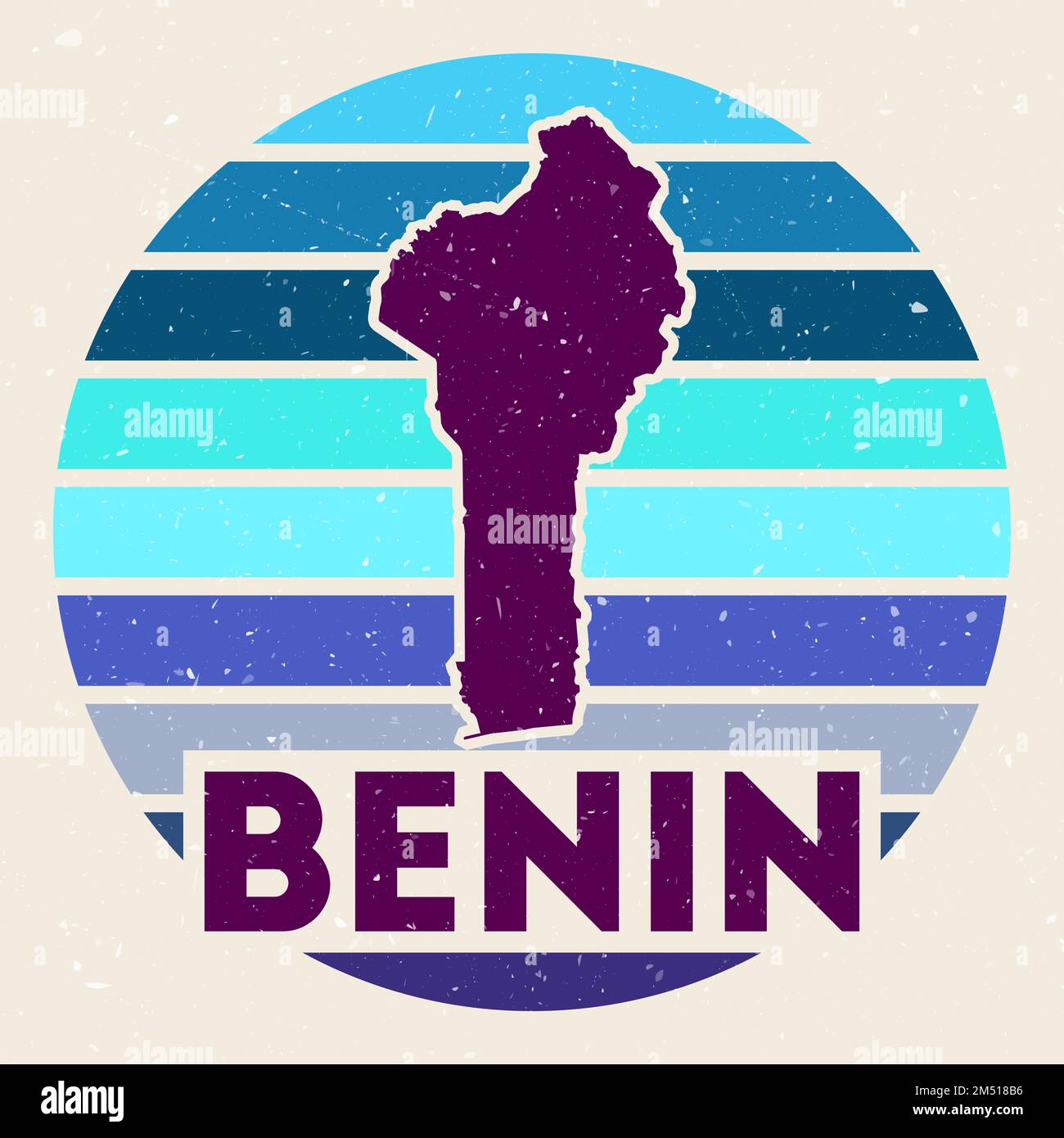 Benin logo. Sign with the map of the country and colored stripes, vector illustration. Stock Vector